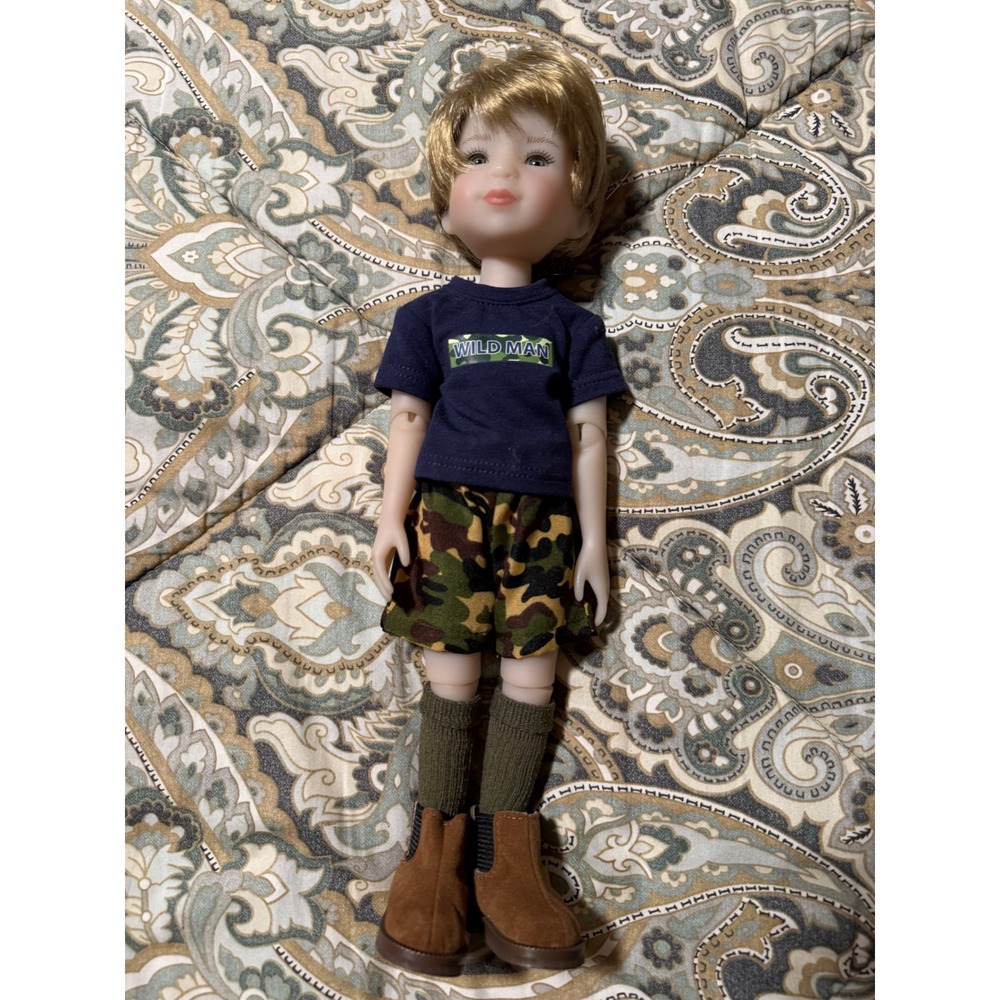 Ruby Red Fashion Friends Boy Doll Wild Man Camo Outfit Blonde Hair Blue Eyes 12"